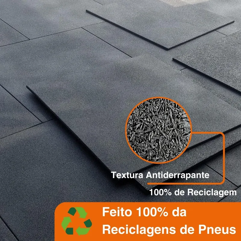 Piso de borracha reciclada em placa com 16 mm de espessura